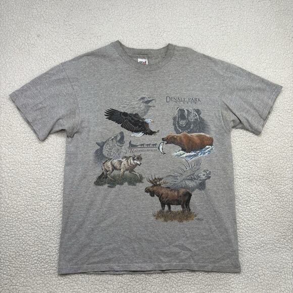 Anvil Other - Vintage 90s Sansegal Denali Park Alaska T-Shirt Single Stitch Animals XL Nature